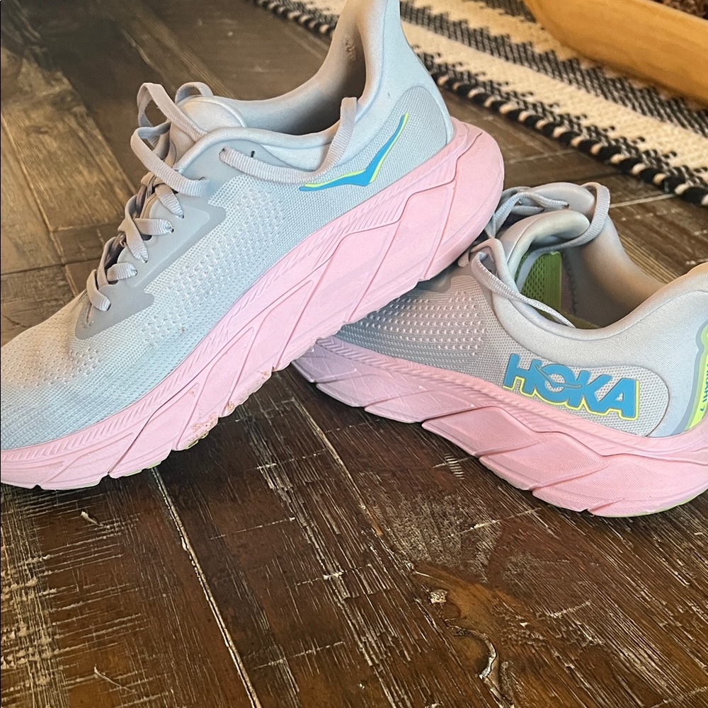 Hoka Women's Running Sneakers in Light Blue with Pink Midsole 8.5